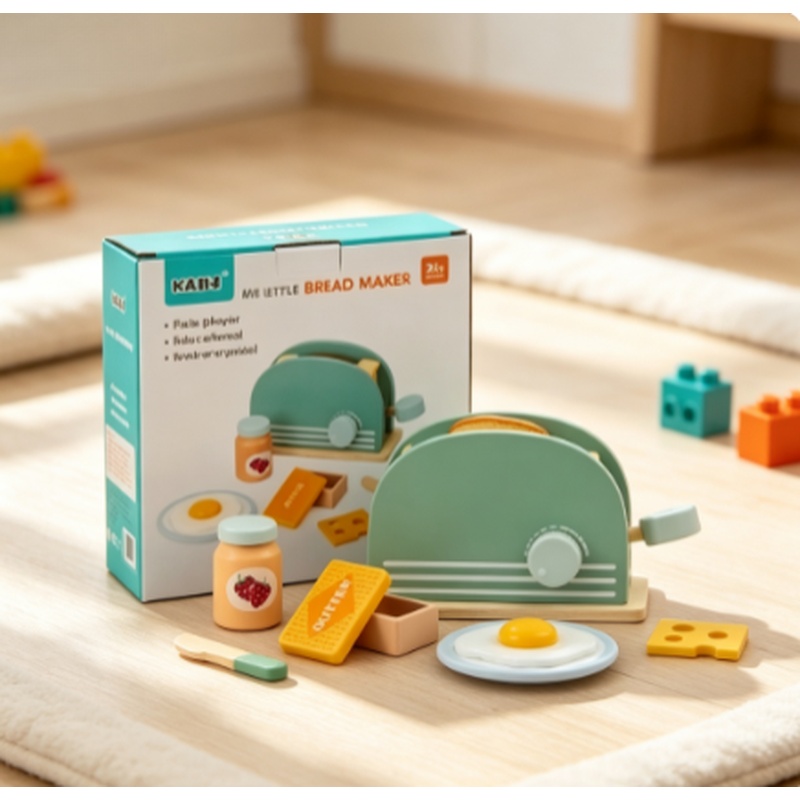 Kids Outdoor Kitchen Accessories - 木製シミュレーショントースターおもちゃ キッズごっこ遊びキッチン朝食プレイセット 幼児 男の子 女の子 ギフト