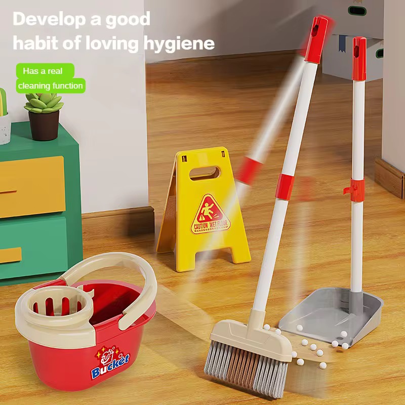 Kids Outdoor Broom - ごっこ遊びおもちゃ 子供用模擬清掃ツール 家庭用清掃ツール ほうき ちりとり ごっこ遊びハウスおもちゃ