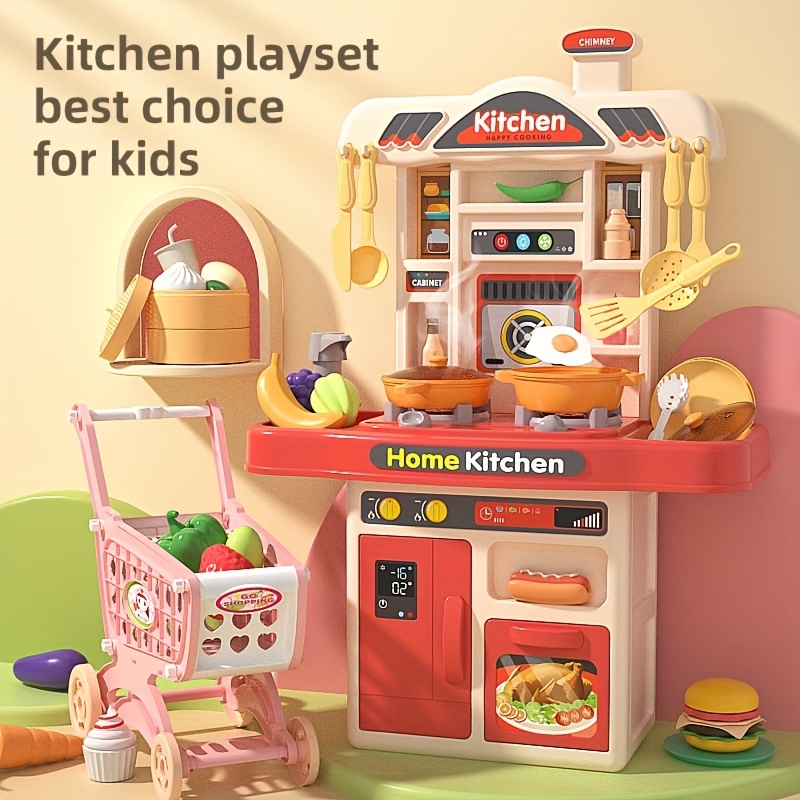 Kids Outdoor Kitchen Accessories - 子供、キッチンアクセサリー、シェフのプレイセット、ライト、音、幼児、女の子、男の子のためのギフトのリアルなシミュレーションの調理玩具